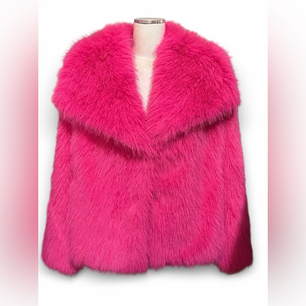 Pink Faux Fur Coat Festival Barbie Jacket Glam Party Rave Festival Fantasy Fest